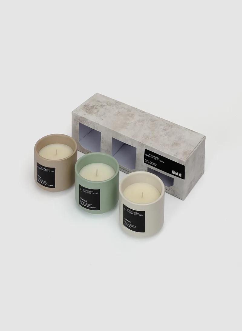 French Connection Stone range Trio of Candles Gift Set 3 X 140G