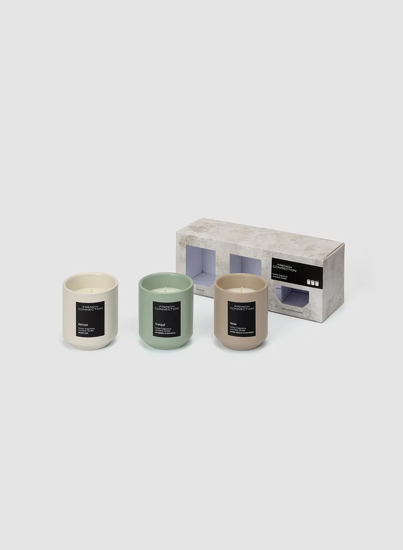 French Connection Stone range Trio of Candles Gift Set 3 X 140G