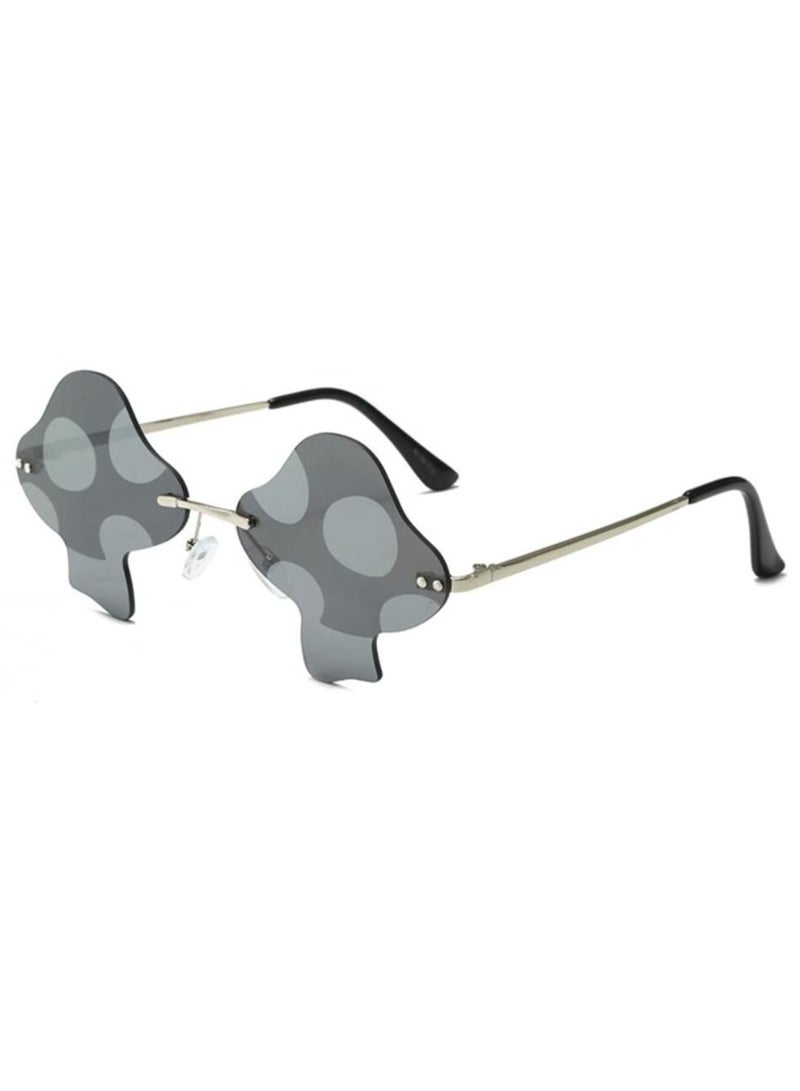 KASTWAVE Sunglasses for Women Vintage Mushroom Shaped Rimless Sunglasses with Lightning Charms Fashion Irregular Sunglasses Colored Lens Grey - Image 1