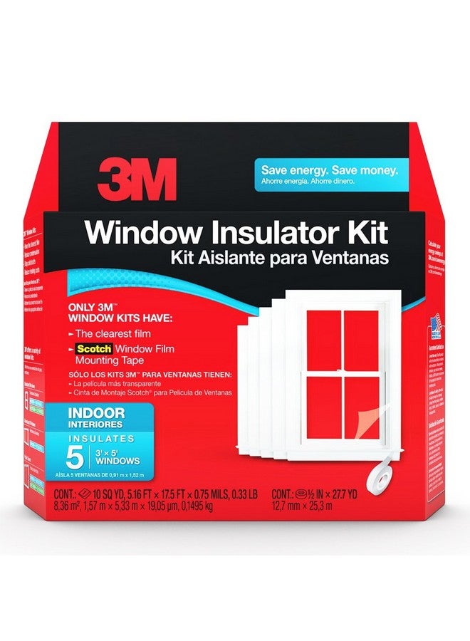 3M 3M Indoor Window Insulation, Insulator Kit for 5 Windows 3ft x 5ft, Keeps Cold Air Out and Warm Air In, Includes Heat Shrink Window Film and Scotch Window Film Mounting Tape (2141W-6) - Image 1