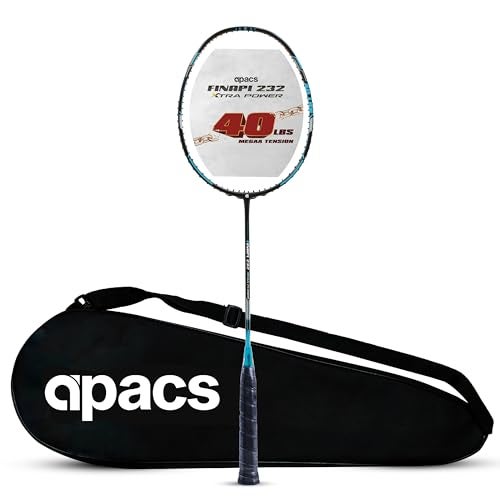 Apacs Finapi 232 Xtra Power (40LBS, 100% Top Grade UHM Japanese Graphite) Extra Strong Professional Unstrung Badminton Racket with Free Full Cover (Blue) - Image 1