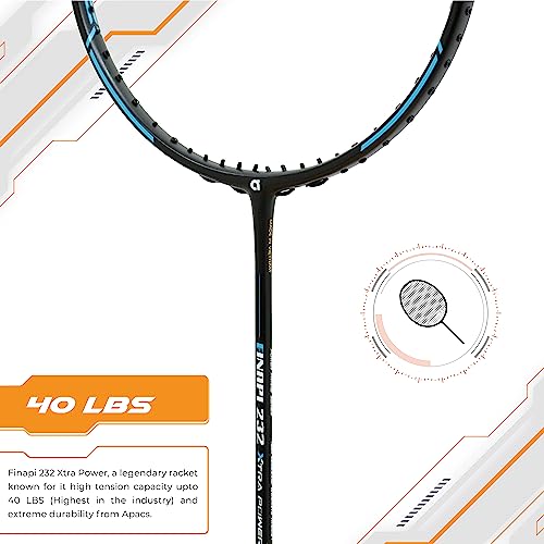 Apacs Finapi 232 Xtra Power (40LBS, 100% Top Grade UHM Japanese Graphite) Extra Strong Professional Unstrung Badminton Racket with Free Full Cover (Blue) - Image 4