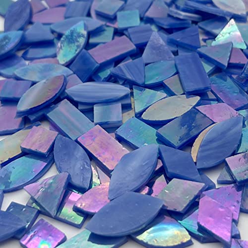 LITMIND Iridescent Glass Mosaic Tiles for Crafts, 240 Pieces 5 Shapes Mixed Stained Glass Sheets, Mosaic Kits for Adults (Iridescent Dark Blue) - Image 5