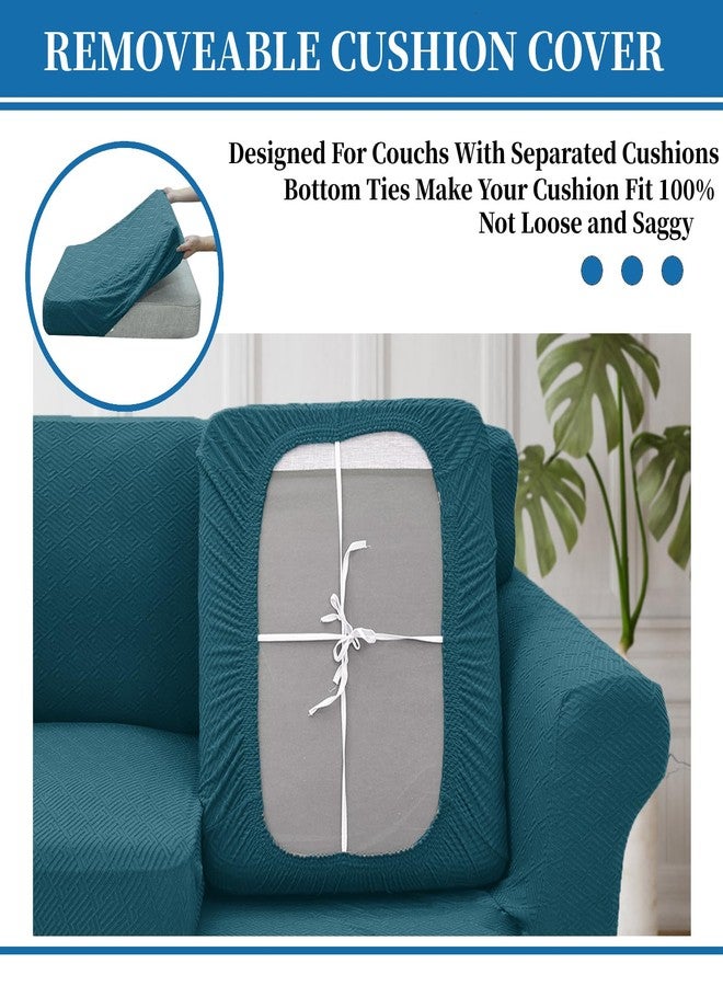 XINEAGE Newest 4 Pieces Couch Covers for 3 Cushion Couch Super Stretch Thick Soft Sofa Cover Anti Slip Sofa Slipcover Dogs Cats Furniture Protector (Peacock Blue, 71"-91") - Image 4