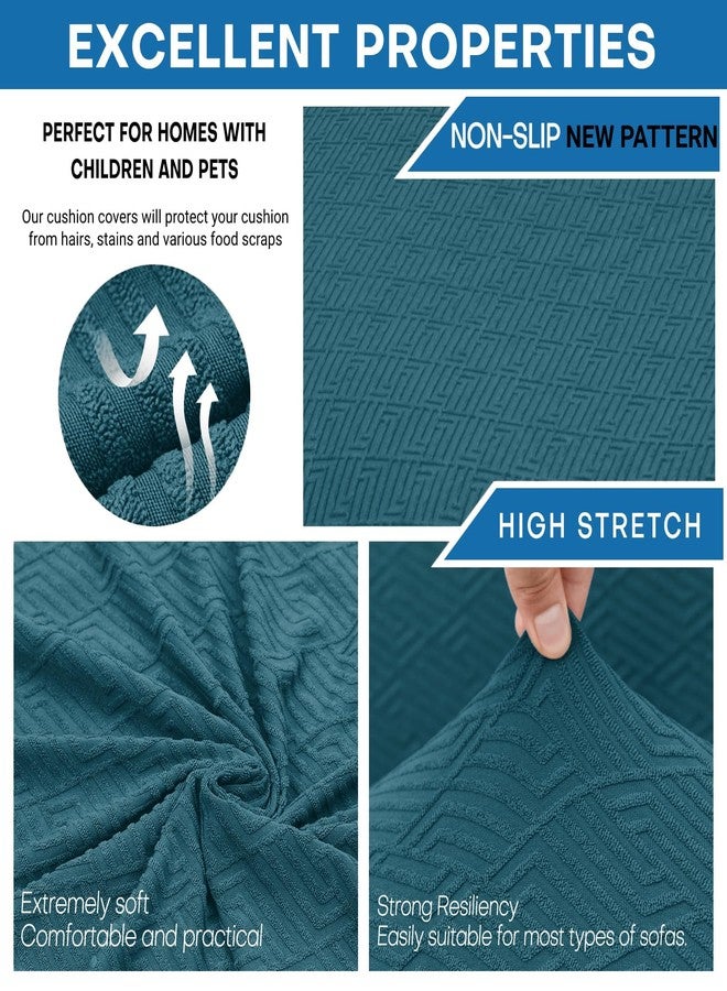XINEAGE Newest 4 Pieces Couch Covers for 3 Cushion Couch Super Stretch Thick Soft Sofa Cover Anti Slip Sofa Slipcover Dogs Cats Furniture Protector (Peacock Blue, 71"-91") - Image 3