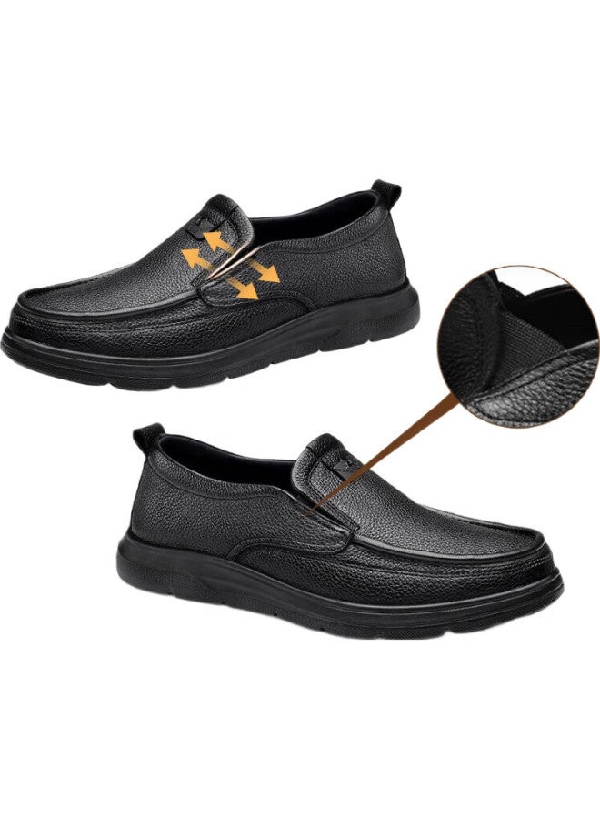 Strongman Men'S Business Commuting Leather Shoes Men'S Simple Head Layer Cowhide One-Foot Casual Shoes Men'S Shoes Jda351333 Black 42 - Image 2