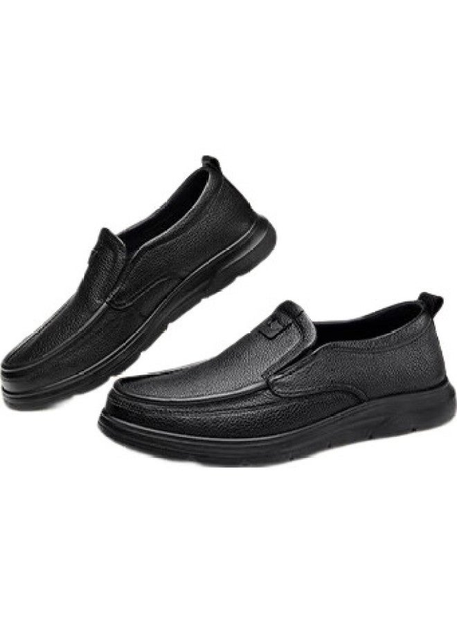 Strongman Men'S Business Commuting Leather Shoes Men'S Simple Head Layer Cowhide One-Foot Casual Shoes Men'S Shoes Jda351333 Black 42 - Image 1