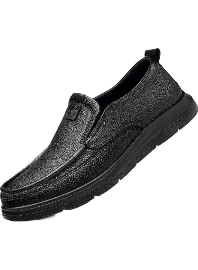 Strongman Men'S Business Commuting Leather Shoes Men'S Simple Head Layer Cowhide One-Foot Casual Shoes Men'S Shoes Jda351333 Black 42 - Image 3