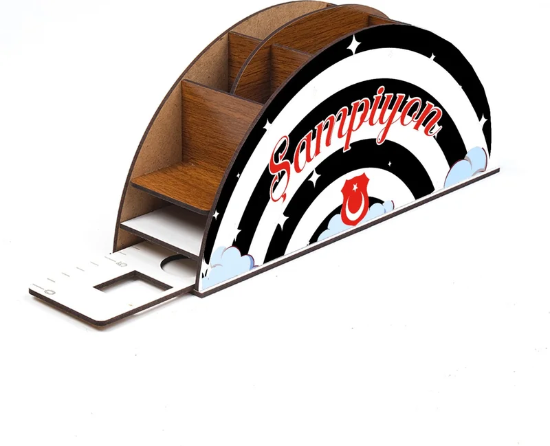 نوتبا Wooden Black White Rainbow Ruler Desktop Pen Holder Box Organizer For Kids GK111