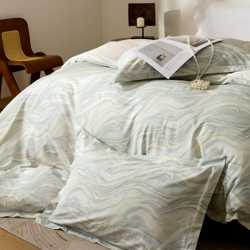 OAITE Duvet Cover Set Queen Size Floral Pattern Ultra Soft 100% Cotton Duvet Cover Sets 3-PC, Breathable Duvet Cover with Zipper Closure & Corner Ties - Image 4