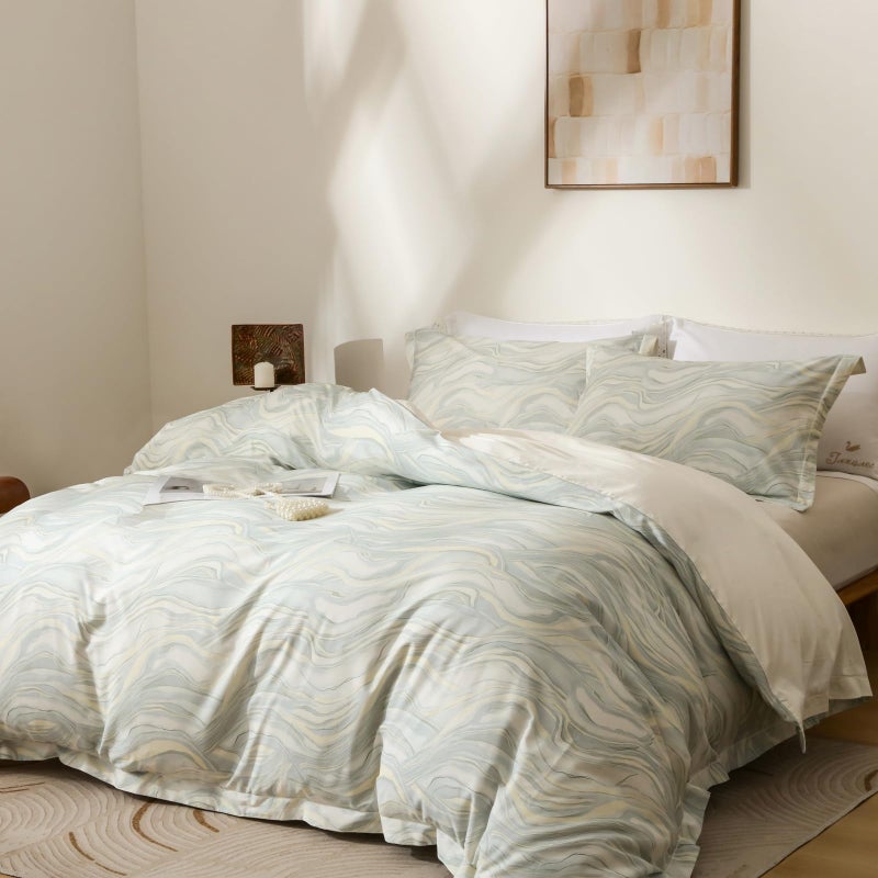 OAITE Duvet Cover Set Queen Size Floral Pattern Ultra Soft 100% Cotton Duvet Cover Sets 3-PC, Breathable Duvet Cover with Zipper Closure & Corner Ties - Image 2