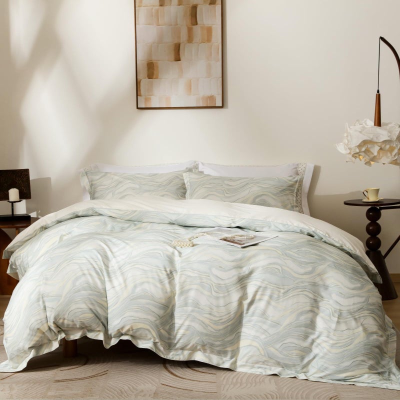OAITE Duvet Cover Set Queen Size Floral Pattern Ultra Soft 100% Cotton Duvet Cover Sets 3-PC, Breathable Duvet Cover with Zipper Closure & Corner Ties - Image 1