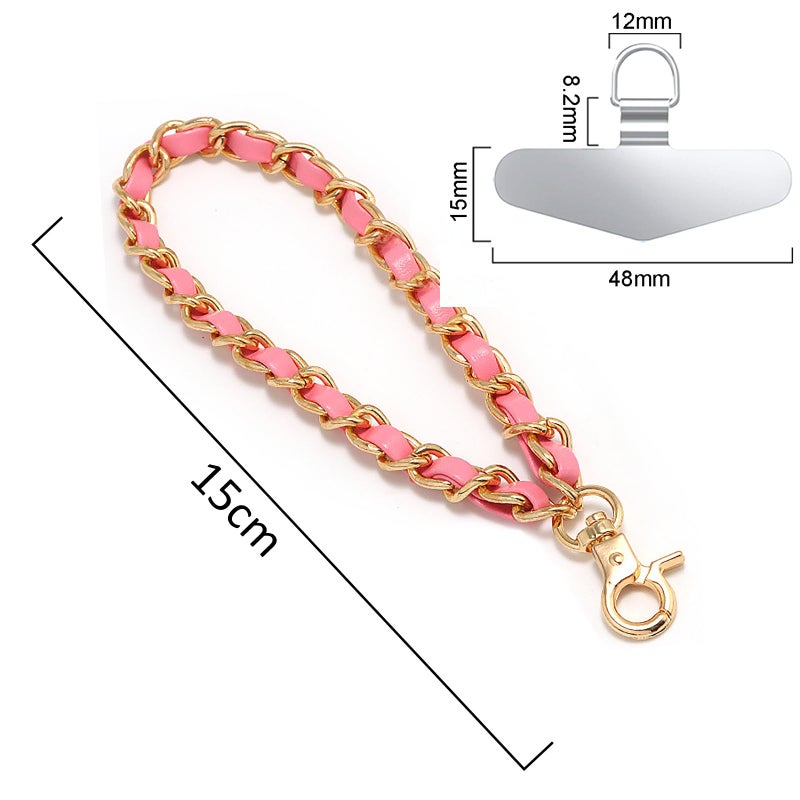 TENOC Metal Phone Wrist Strap, Universal Cellphone Lanyard with Tether Tab,Hands-Free Wristlet Bracelet, Anti Theft Phone Chain for Women, Pink - Image 2