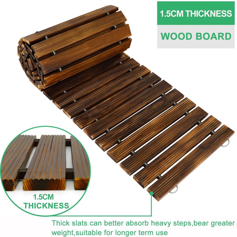RELIANCER 12' Wooden Garden Pathway,Outdoor Roll Out Cedar Straight Walkway,Patio Path Decorative Garden Boardwalk Walkways,Weather-Resistant Roll Up Beach Wood Road Floor,Wedding Party Pathwaysc - Image 3