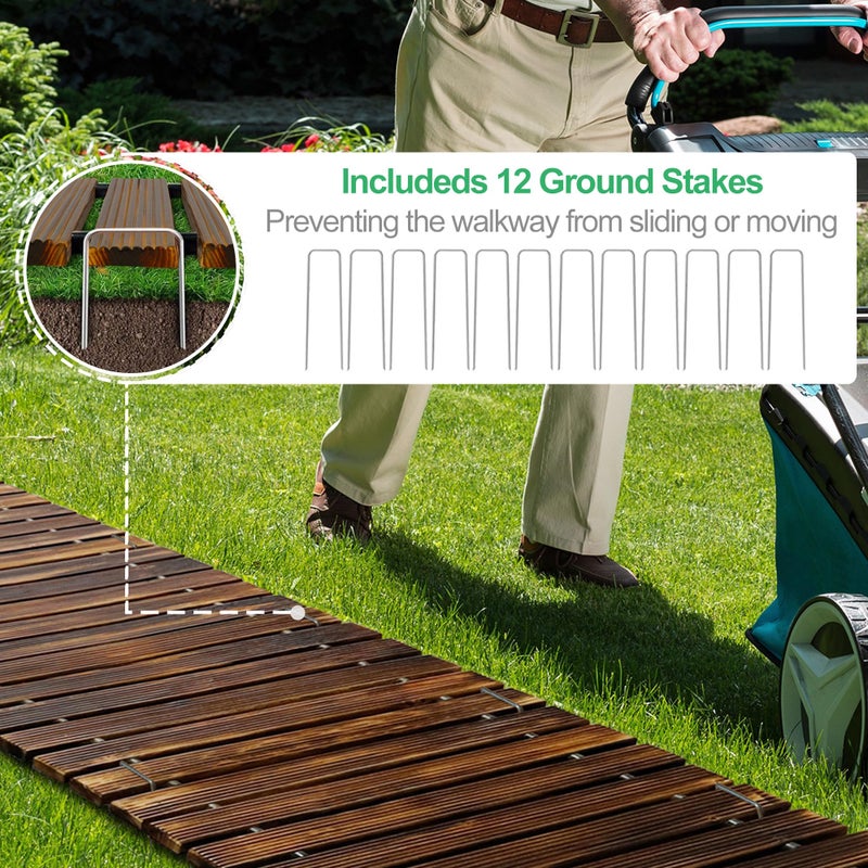 RELIANCER 12' Wooden Garden Pathway,Outdoor Roll Out Cedar Straight Walkway,Patio Path Decorative Garden Boardwalk Walkways,Weather-Resistant Roll Up Beach Wood Road Floor,Wedding Party Pathwaysc - Image 5