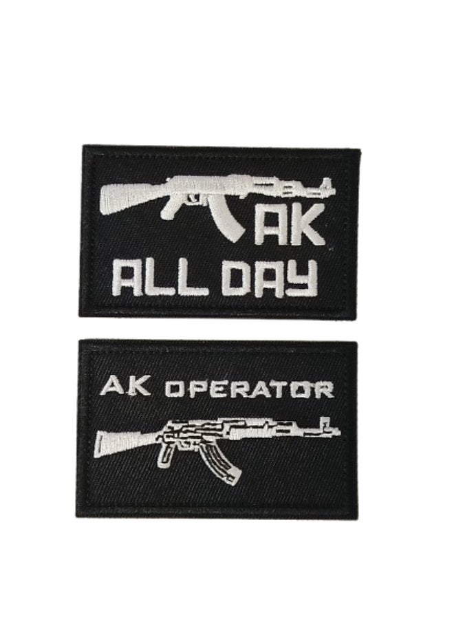 عبوة من قطعتين من رقعة AK ALL DAY و AK OPERATOR، رقعة مطرزة تكتيكية من طراز AK-47 لمحبي البنادق العسكرية من المحاربين القدامى ومشاة البحرية والجيش. - Image 1