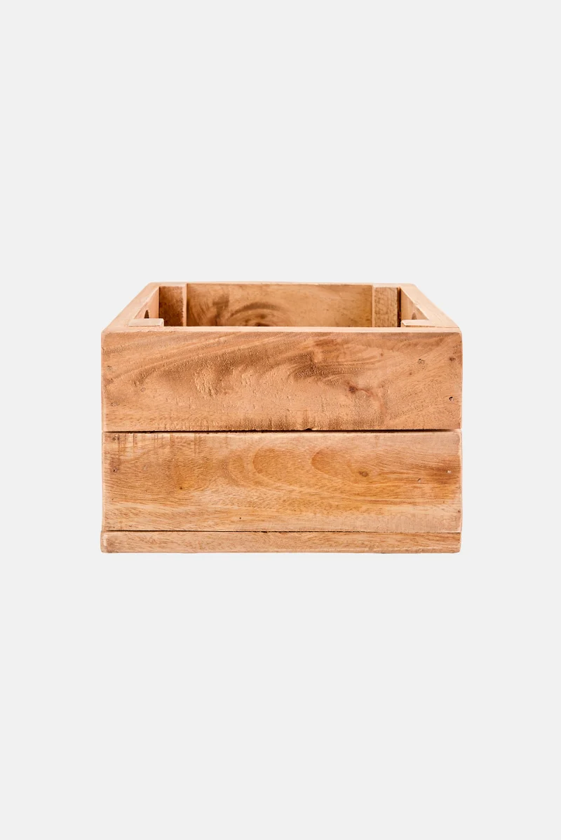 Muy Mucho Mahohany Wooden Storage Box, Natural