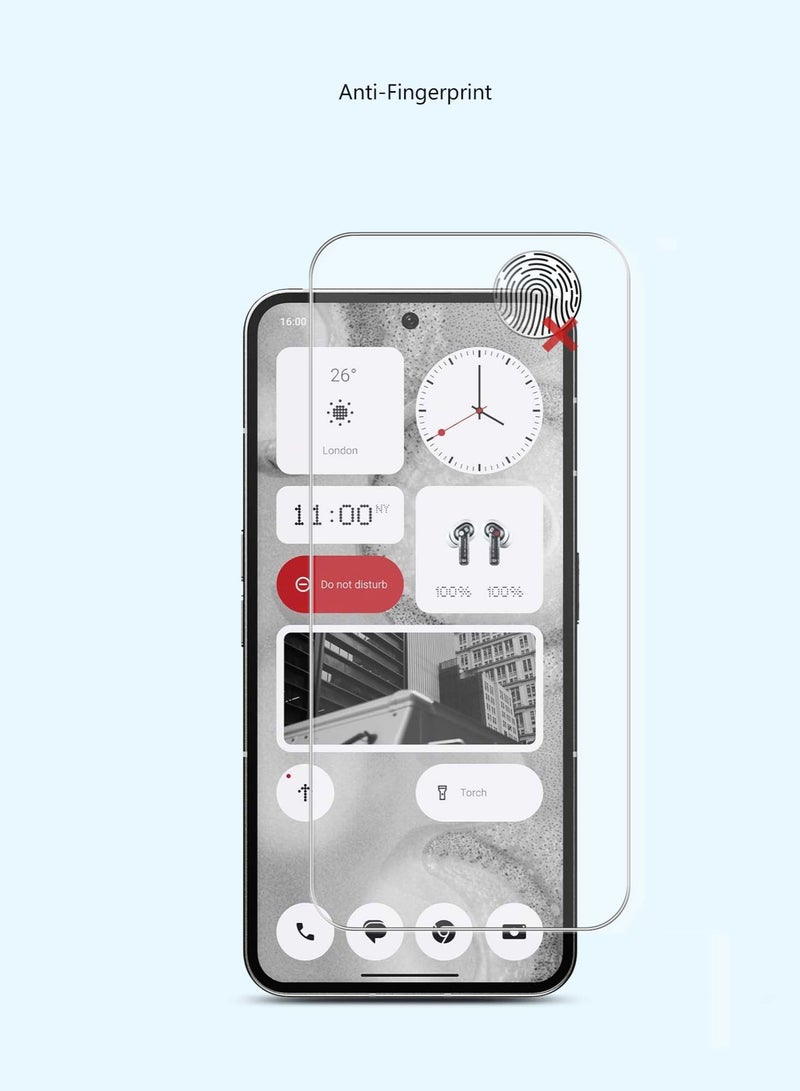 Techie 2 Pieces HD Tempered Glass Screen Protector for Nothing Phone 2 - Anti Reflection Anti Bubbles 9H Hardness 0.33 mm Rounded Edges Easy Installation - Image 2