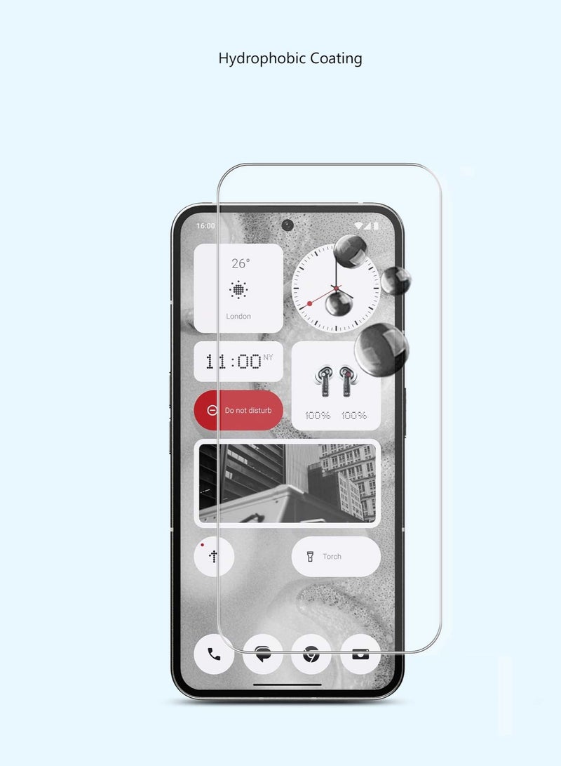 Techie 2 Pieces HD Tempered Glass Screen Protector for Nothing Phone 2 - Anti Reflection Anti Bubbles 9H Hardness 0.33 mm Rounded Edges Easy Installation - Image 3