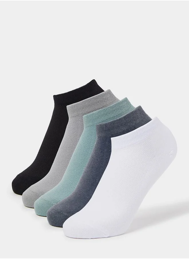Styli Pack of 5 Solid Rib Shoe Liner Socks