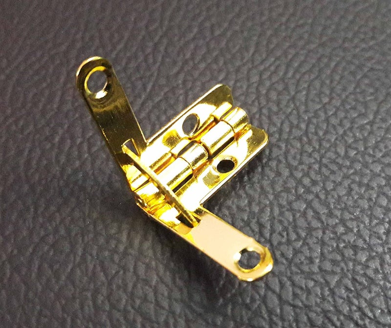 Teclican Golden Color 90 Degree Folding Support Hinge Jewelry Small Box Quadrant Hinge for Jewelry Wine Wooden Box Size 22 x 26mm087x 1inchLW Pack of 4  - Image 1