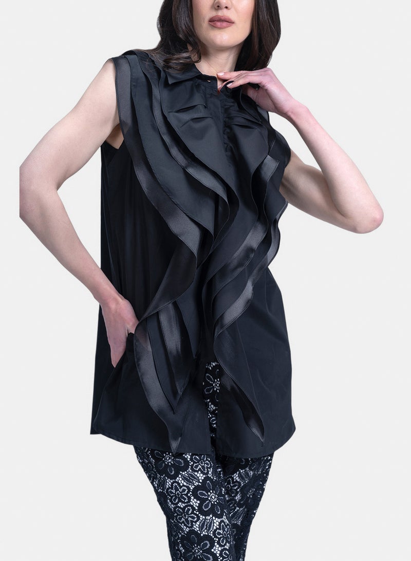 Fazzali Sleeveless Blouse With Front Ruffles. - Image 2