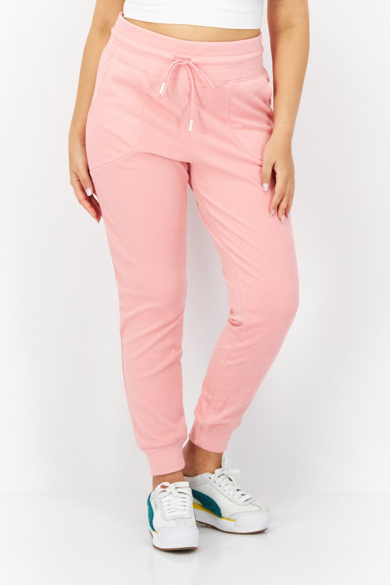 Bearpaw Women Plain Drawstring Sweatpants, Pink  - Image 1