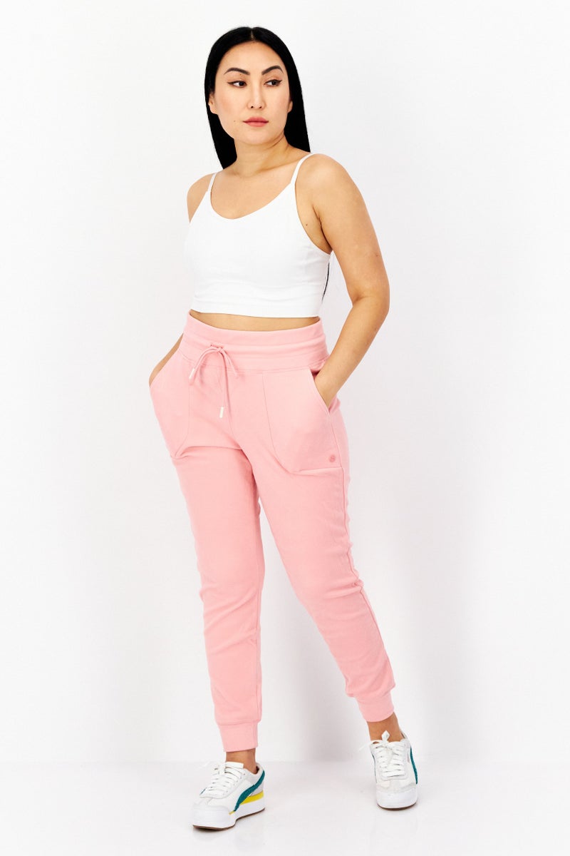 Bearpaw Women Plain Drawstring Sweatpants, Pink  - Image 2