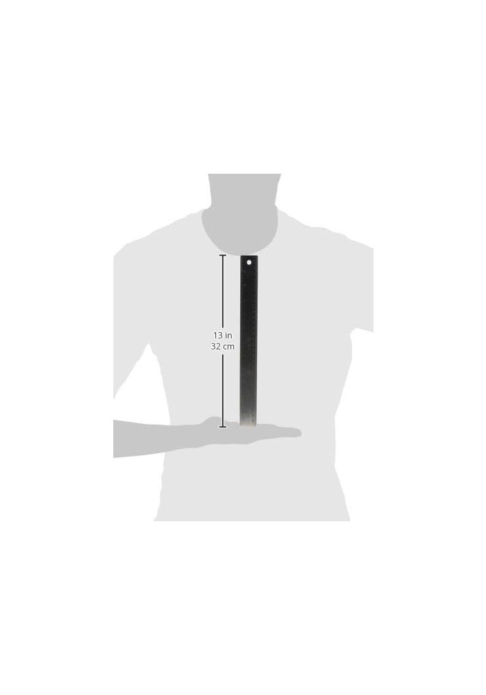 Business Source Nonskid 12-Inch Stainless Steel Ruler with Hanging Hole - Image 2