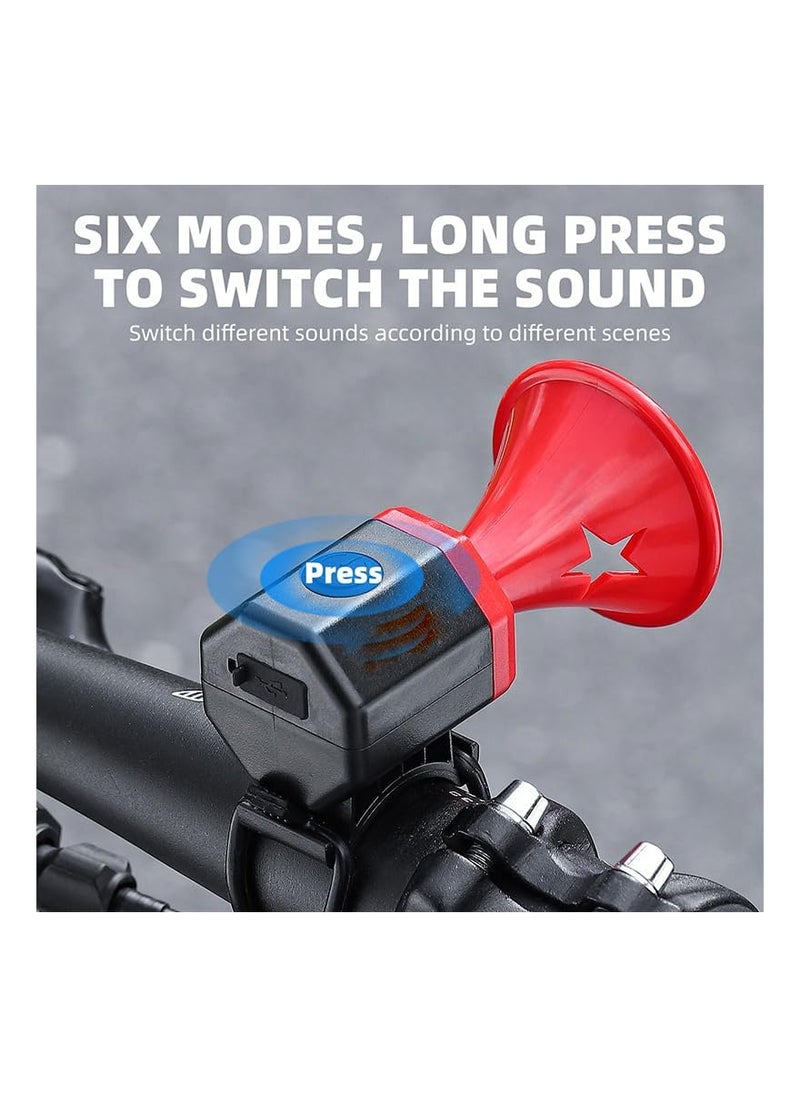 SYOSI Electric Bike Horn, 125 db Cycling Bicycle Scooter Horn, 6 Sound Modes with Rechargeable Battery, Waterproof Bicycle Accessories, for Kids Boys Adults Mountain Bike Bells Whistle, Bicycle Bell  - Image 5