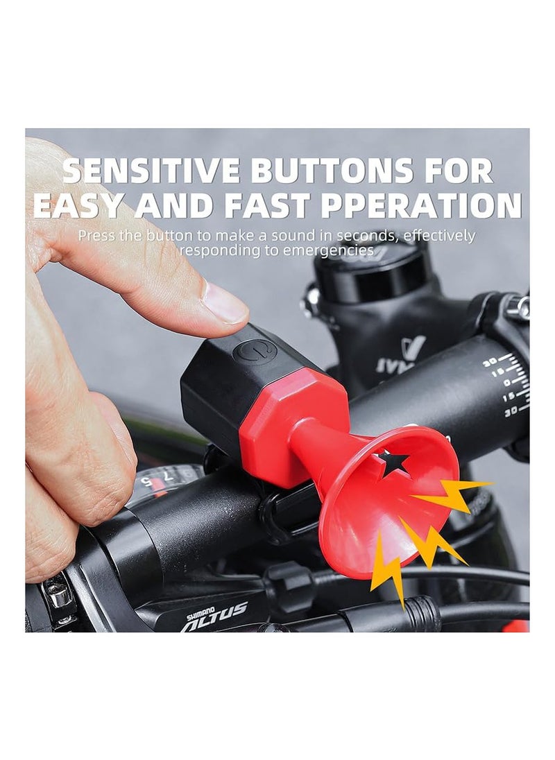 SYOSI Electric Bike Horn, 125 db Cycling Bicycle Scooter Horn, 6 Sound Modes with Rechargeable Battery, Waterproof Bicycle Accessories, for Kids Boys Adults Mountain Bike Bells Whistle, Bicycle Bell  - Image 3