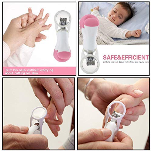 LAFILLETTE Nail Clipper with Magnifier Glass for Babies Children in Pink Color - Image 5