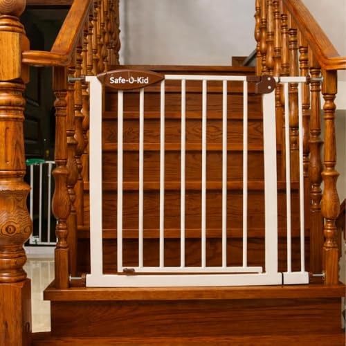 Safe-O-Kid® Adjustable 1-Year Warranty Baby Safety Gate (75-85 cm) Durable Metal Child Gate for Kids, Dog Gate, Baby Gate with 2-Way Auto-Close, Secret Lock, No Drill Required - Image 1