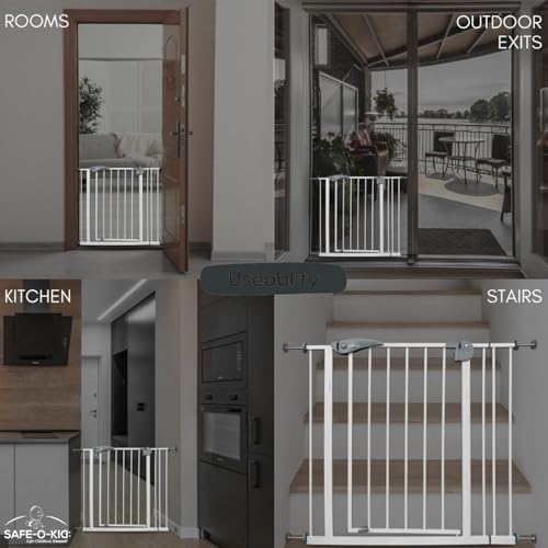 Safe-O-Kid® Adjustable 1-Year Warranty Baby Safety Gate (75-85 cm) Durable Metal Child Gate for Kids, Dog Gate, Baby Gate with 2-Way Auto-Close, Secret Lock, No Drill Required - Image 5