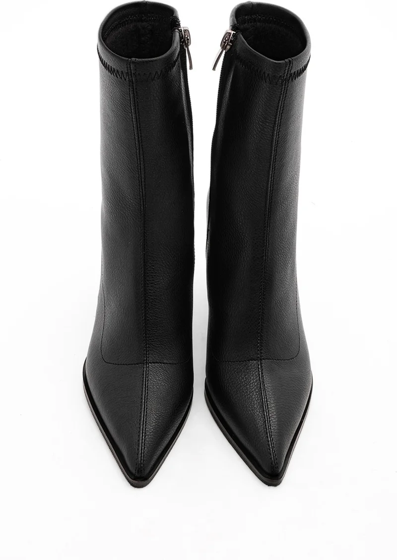 MARJIN Women's High Heel Boots Pointed Toe Glass Heel Casual Classic Boots Holes