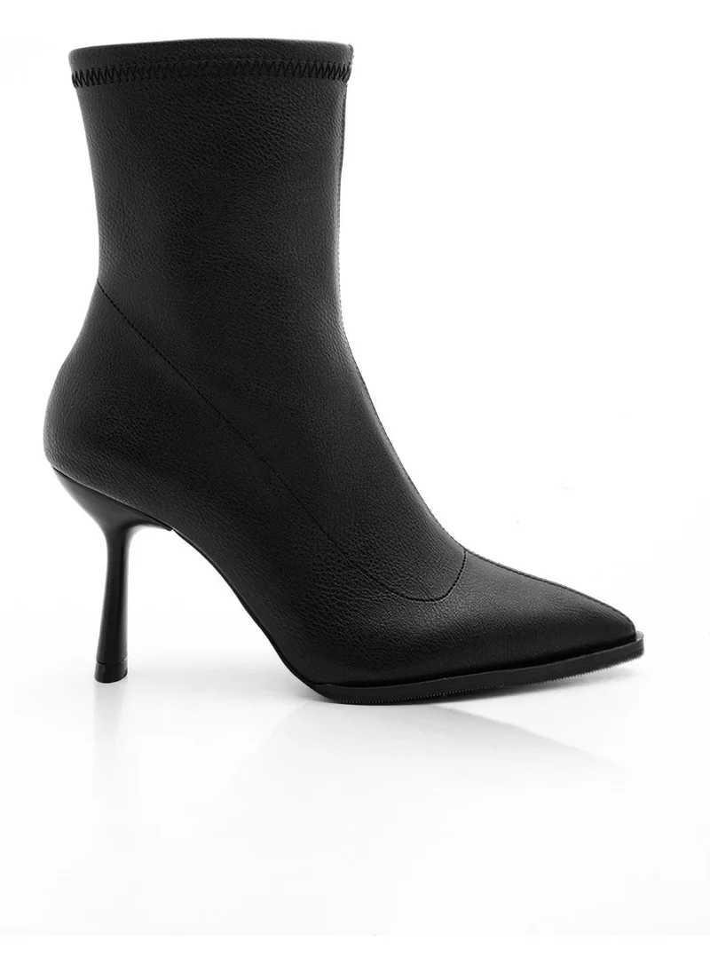 مارجين Women's High Heel Boots Pointed Toe Glass Heel Casual Classic Boots Holes