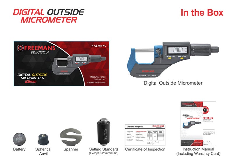 FREEMANS Digital Outside Micrometer FDOM50-25-50mm - Image 3