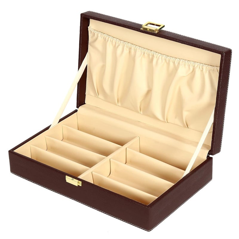 Hard Craft Sunglass Case - 8 Slots PU Leather Eyewear Goggles Box Organizer for Men and Women Collection - Image 2