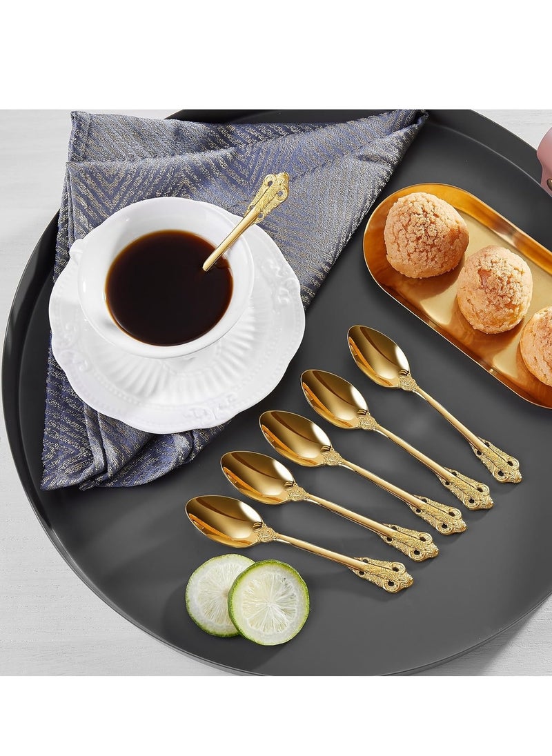 SYOSI - Gold Plastic Spoons Disposable, 25Pcs Dessert Spoon, 6.93 Inch Baroque Gold Plastic Silverware for Dessert Cake, Heavy Duty Plastic Spoons for Party, Wedding, Gorgeous Design Gold Spoons - Image 1