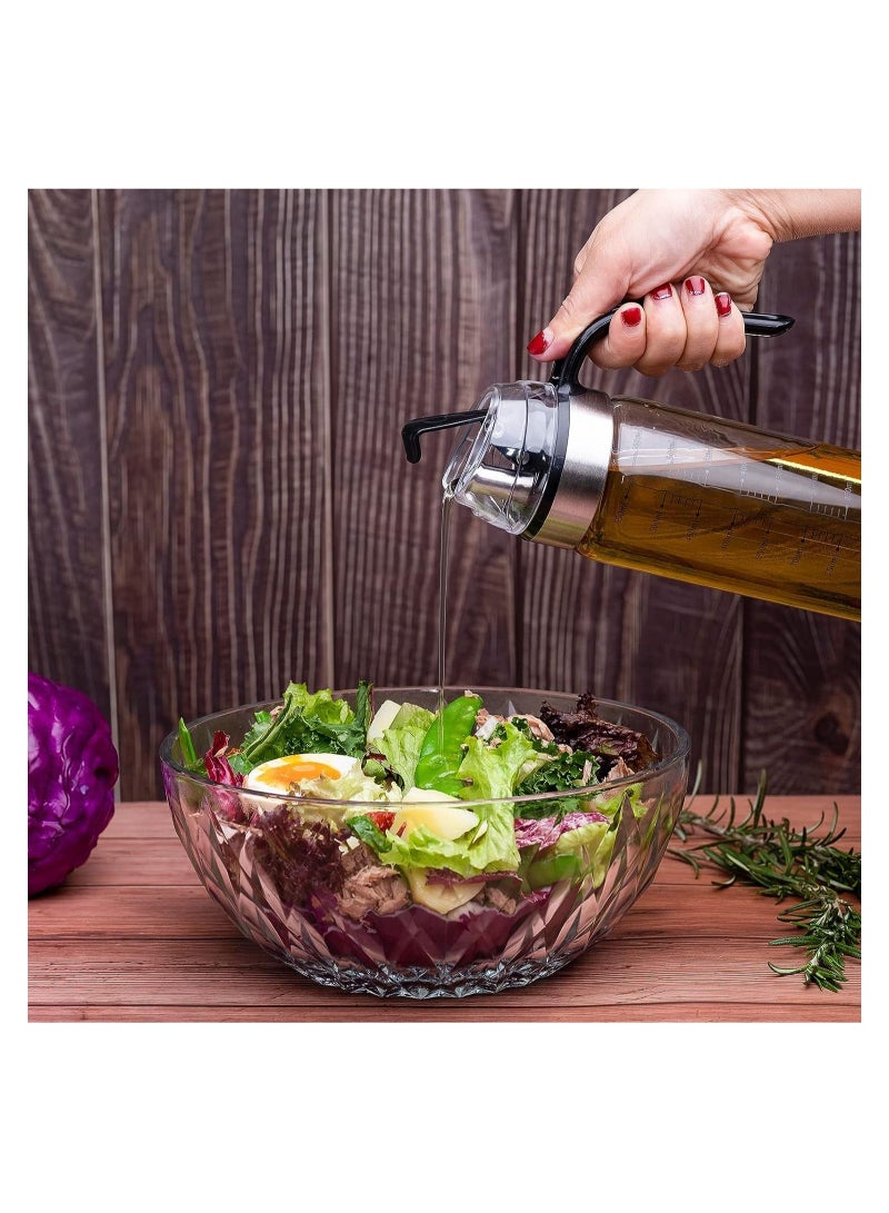 Arabest Olive Oil Dispenser, Auto Flip Oil Vinegar Dispenser Set, Non-drip Clear Glass Oil Container 18 OZ with Stainless Steel Spout, Leakproof Oil Cruet Hot-oil Resistance for Kitchen Cooking, Set of 2 - Image 3