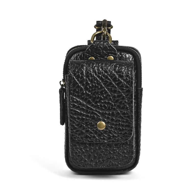 Ancient Chaoke Retro Crazy Horse Leather Waist Bag Top Layer Cowhide Wearing Belt Hanging Bag Genuine Leather Multifunctional 7-Inch Mobile Phone Hanging Bag