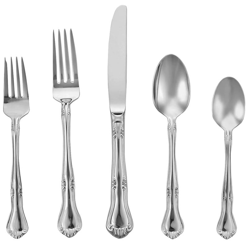 Gorham Valcourt Stainless Flatware 5 Piece Place Setting  Silver