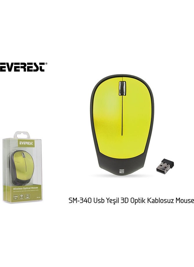 Everest SM-340 Green Usb 3D Optical Super Quiet Alkaline Battery Wireless Mouse  - Image 5