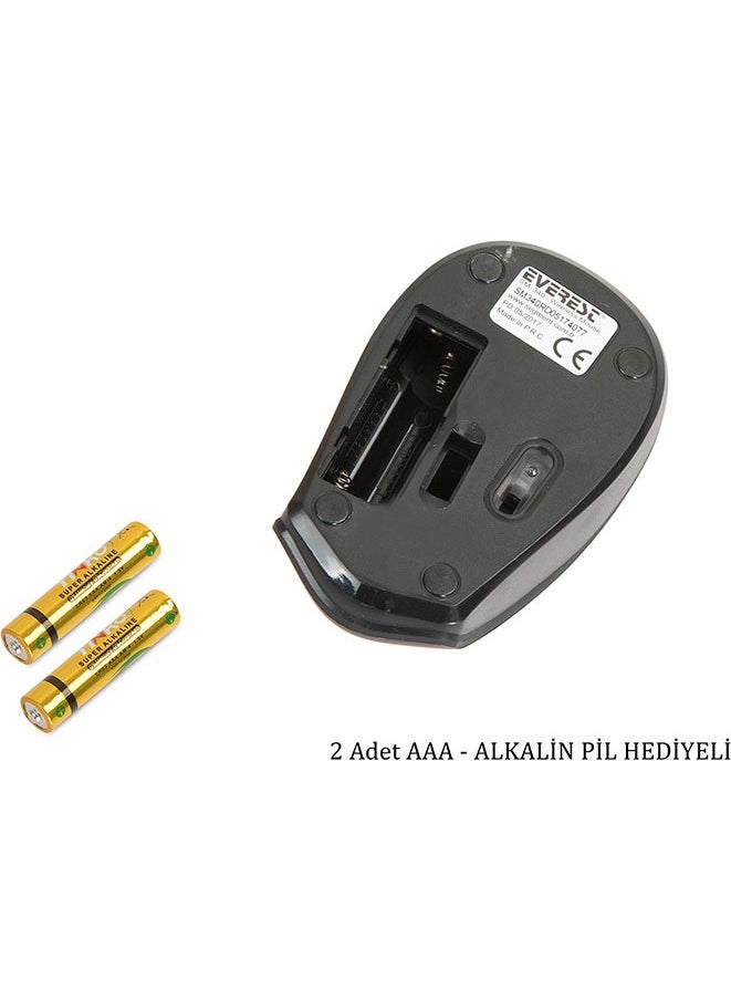 Everest SM-340 Green Usb 3D Optical Super Quiet Alkaline Battery Wireless Mouse  - Image 4