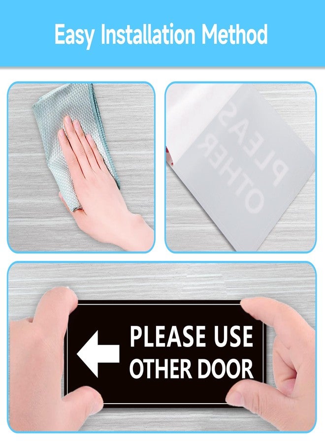 LUHIMO 2Pack Use Other Door Sign，Self-Adhesive Weatherproof Vinyl Please Use Other Door Sticker, Left Right Arrow Entrance Sticker Sign for Home,Office, Business, School, Store, Restaurant - Image 4