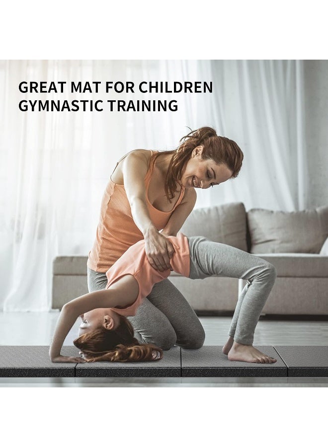 PROIRON Gymnastics Mats, 4 Folding Exercise Mat Yoga Gym Home Fitness Workout Mat, Thick Foam Soft Matt for Crash Tumble Pilates, Non Slip PU Leather & Carry Handles - Image 3