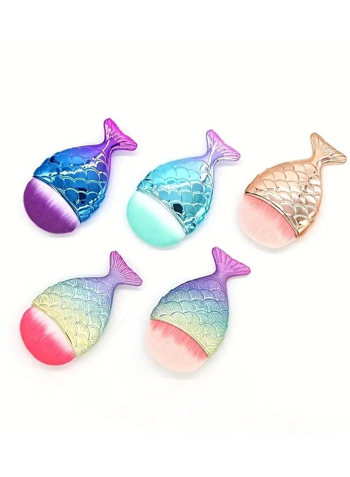 ORiTi 1PC Mermaid Foundation Brush Fishtail Design for Smooth and Even Application of Foundation Powder and Blush Perfect for Beauty Lovers - Image 3