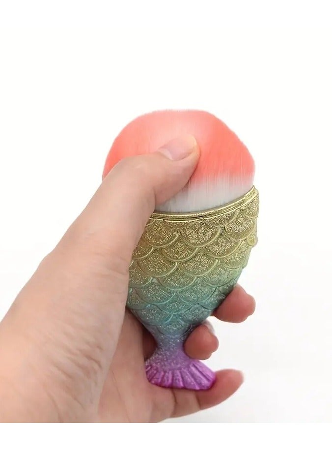 ORiTi 1PC Mermaid Foundation Brush Fishtail Design for Smooth and Even Application of Foundation Powder and Blush Perfect for Beauty Lovers - Image 2