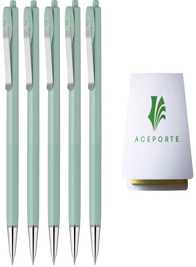 QULLITY ZEBRA bLen U 0.7mm Ballpoint Pen Mint Green 5 Pack, Sticky Notes Set - Image 1