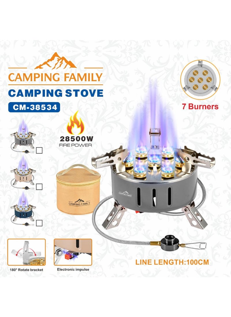 CAMPING FAMILY - Family 28500W Camping Gas Stove With 7 Burners - Image 1